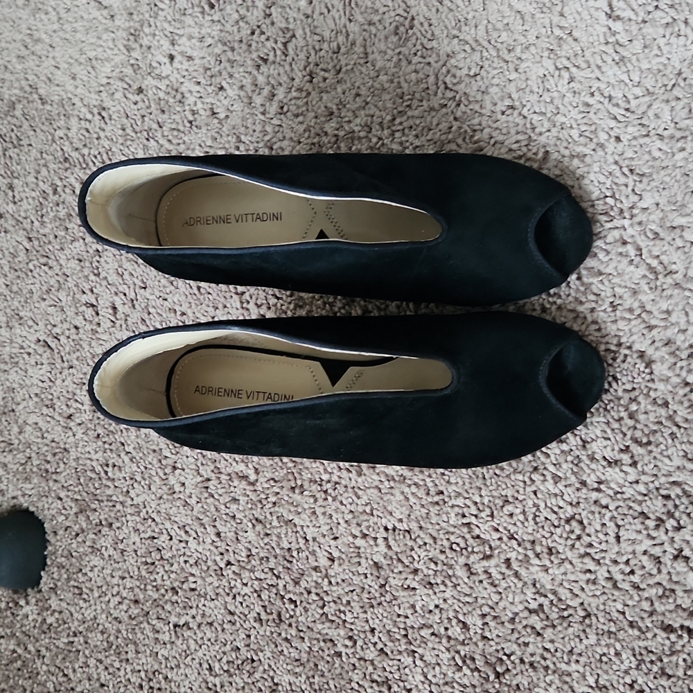 Adrienne Vittadini suede peep toe booties